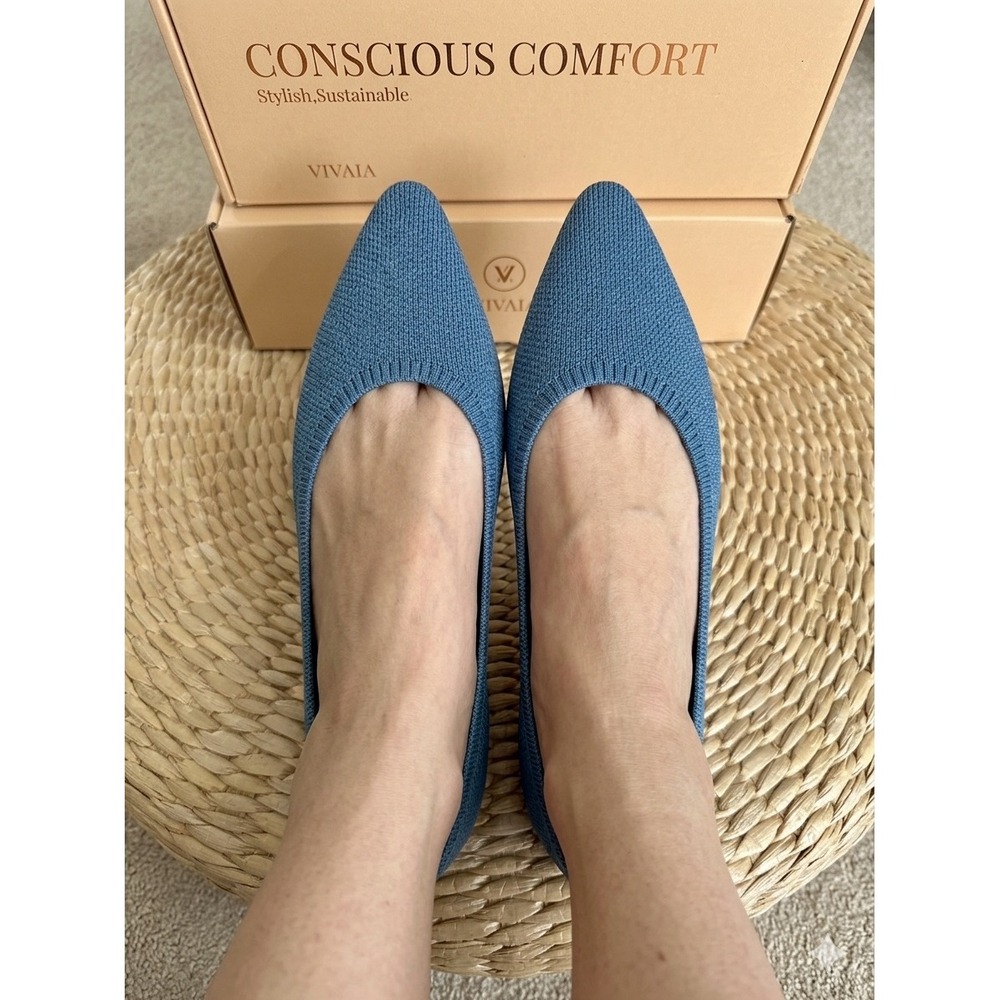 VIVAIA  Pointed-Ballet Flats Comfortable Denim Blue Shoes EU/39 US/8